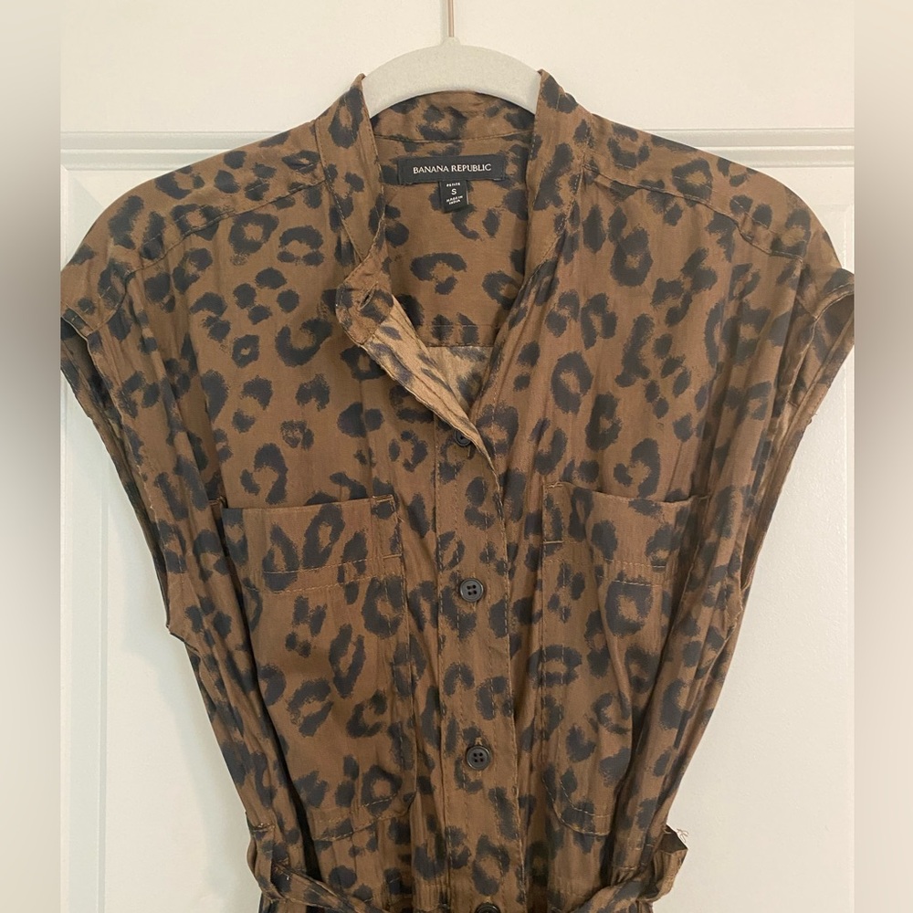Banana Republic Button Up Leopard Dress (Petite - S)